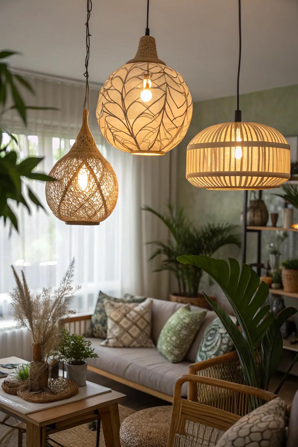 Nature-inspired lights for a serene retreat.