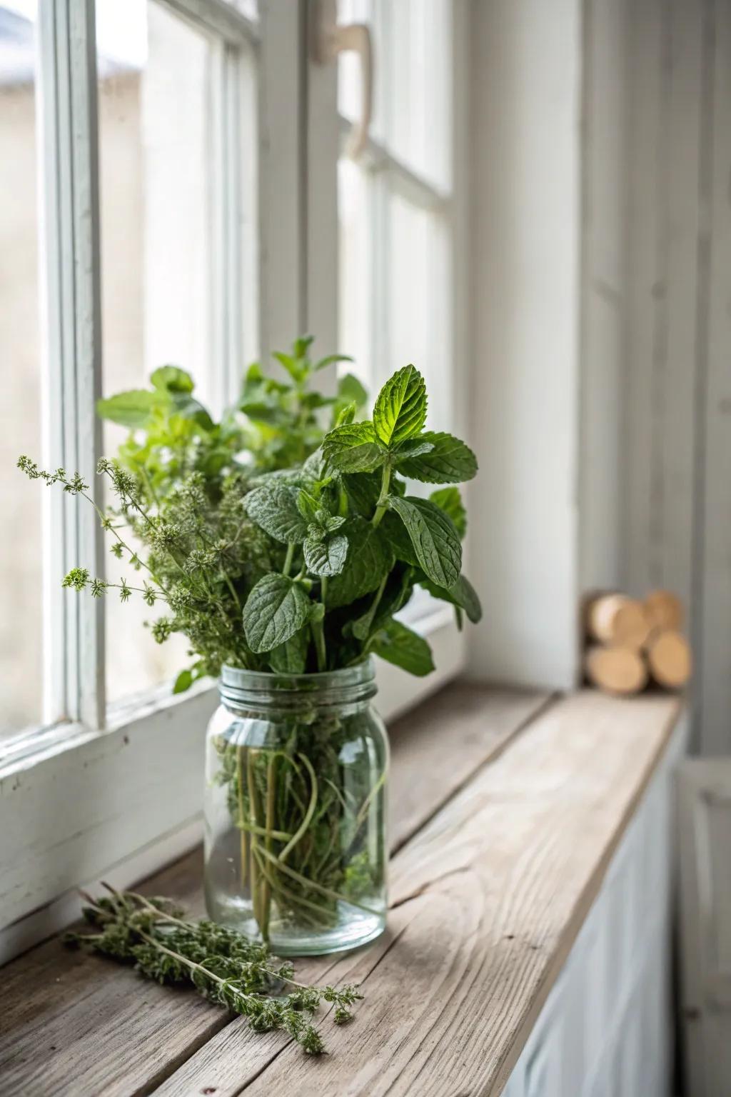 Bring a touch of vintage charm to your kitchen with a simple mason jar herb garden.