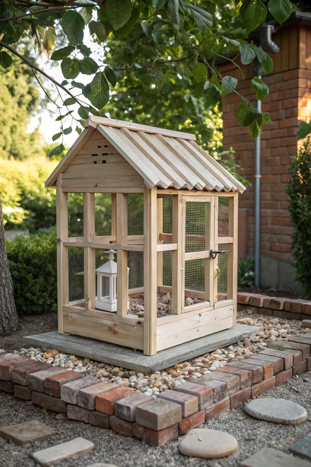 Create a serene sanctuary for your feathered friends with a rustic yet chic aviary foundation.