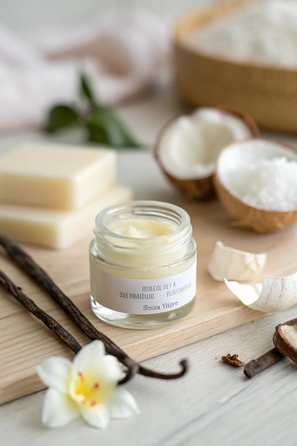 Embrace a touch of paradise with our Coconut Vanilla Dream lip balm—where simplicity meets soothing indulgence.