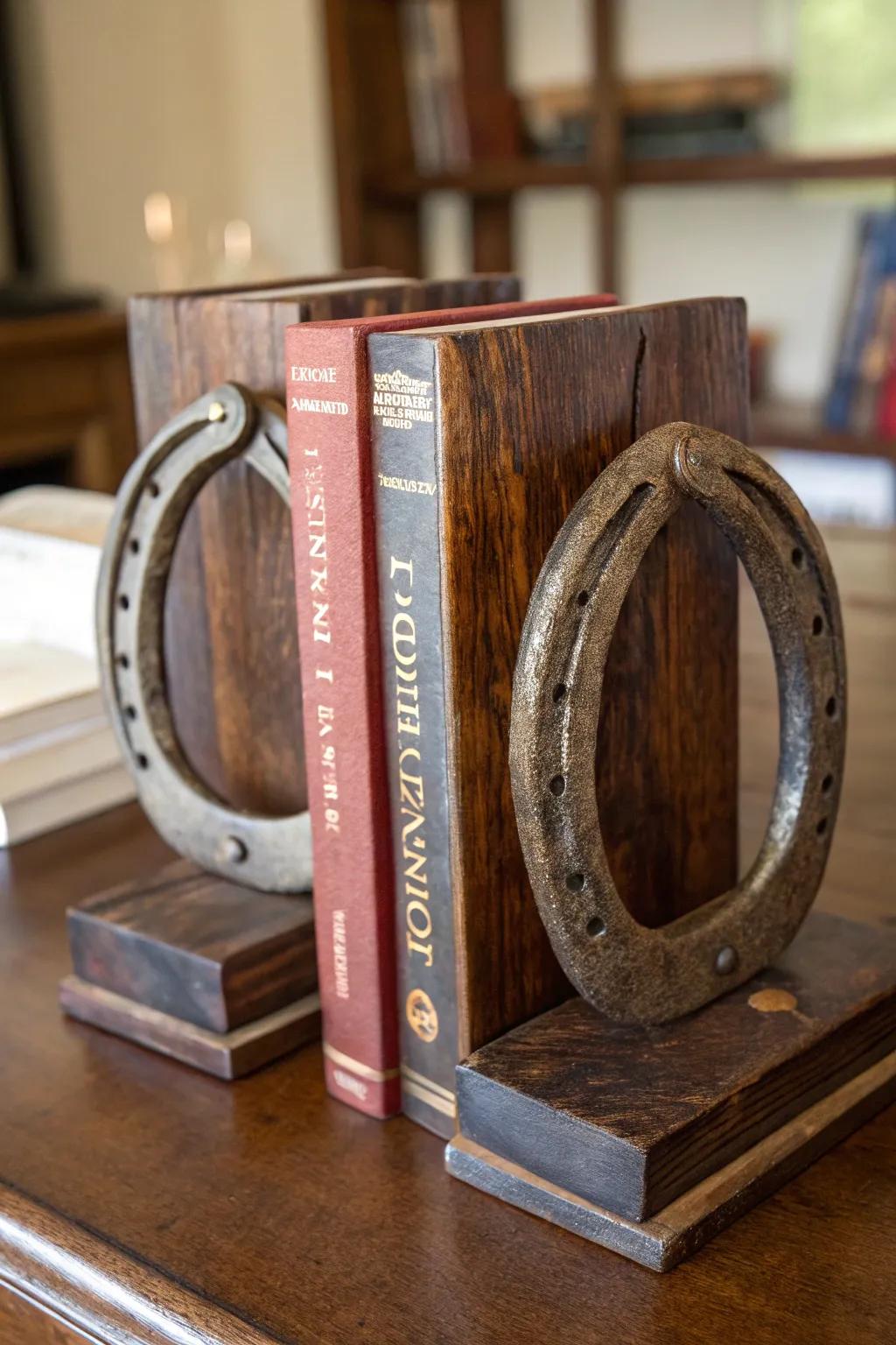 Transform your shelves with these ruggedly stylish horseshoe bookends—where rustic meets refined.
