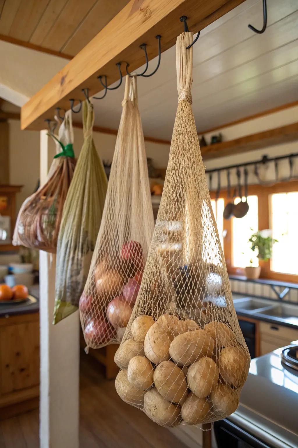Breathable mesh bags help keep your produce fresh by allowing airflow.