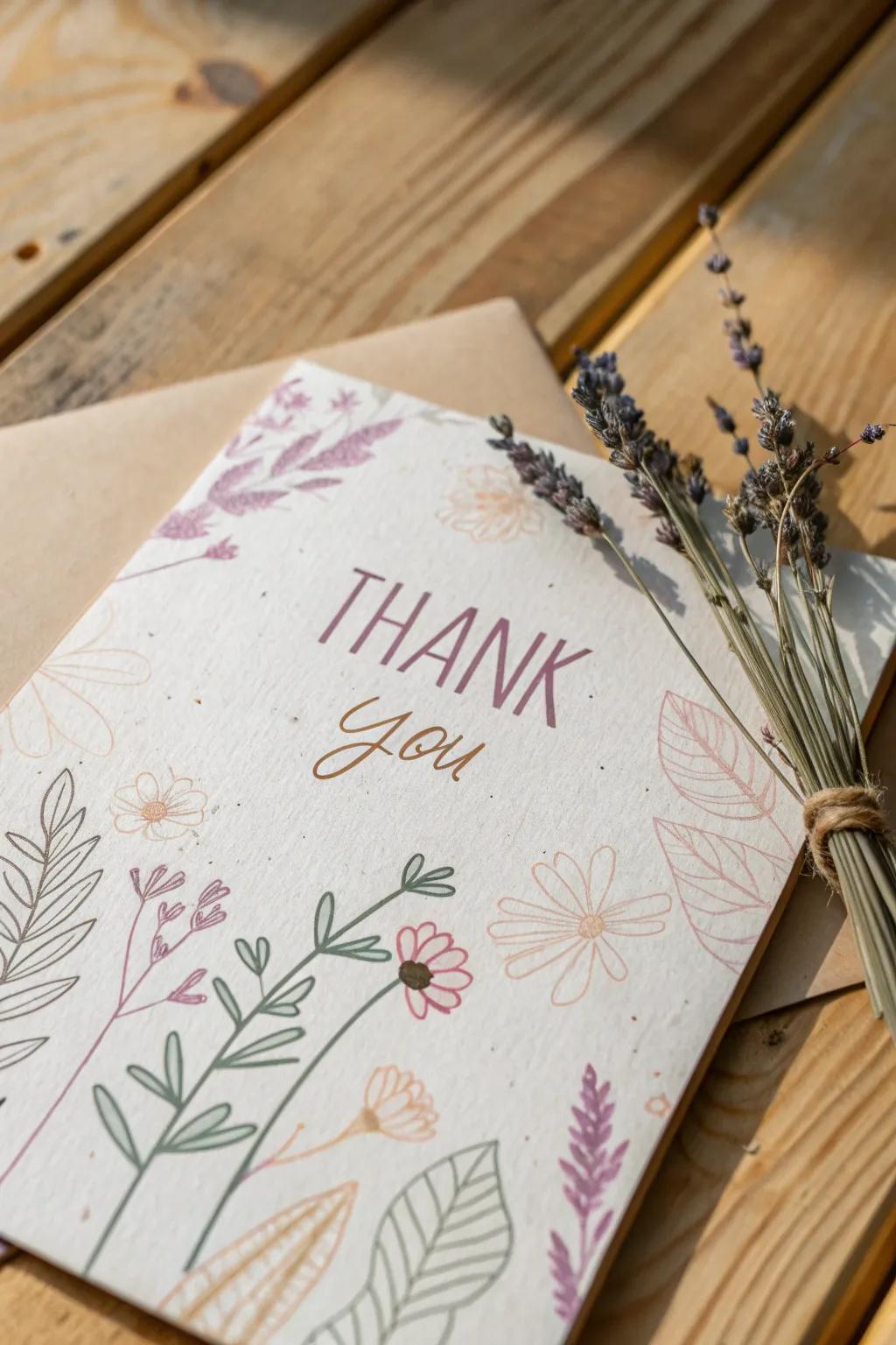 Embrace sustainability and charm with eco-friendly thank you cards.