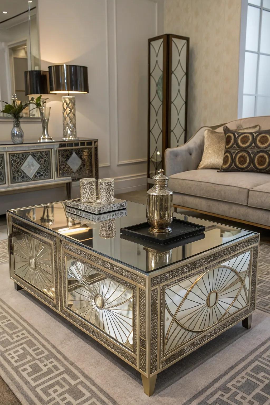Mirrored surfaces add light and elegance to any space.