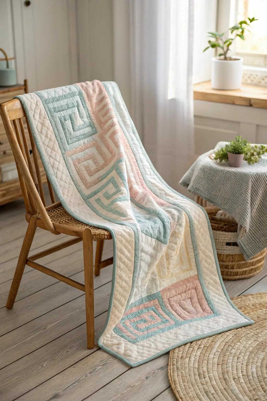 Unravel the beauty of craftsmanship with the Mystical Maze quilt – where simplicity meets intricate design.
