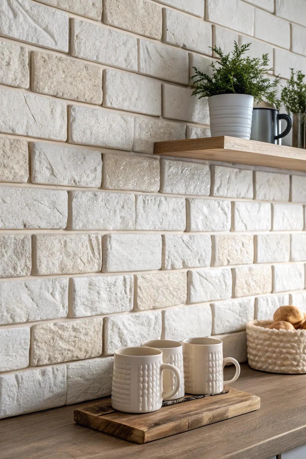Transform your kitchen with the rustic charm of faux brick contact paper, blending cozy warmth with minimalist elegance.