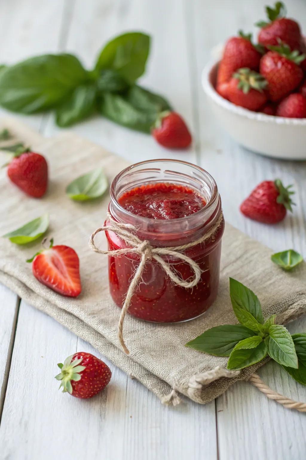 Delight Dad with a touch of homemade goodness: Strawberry-Basil Jam for the perfect Father's Day gift!