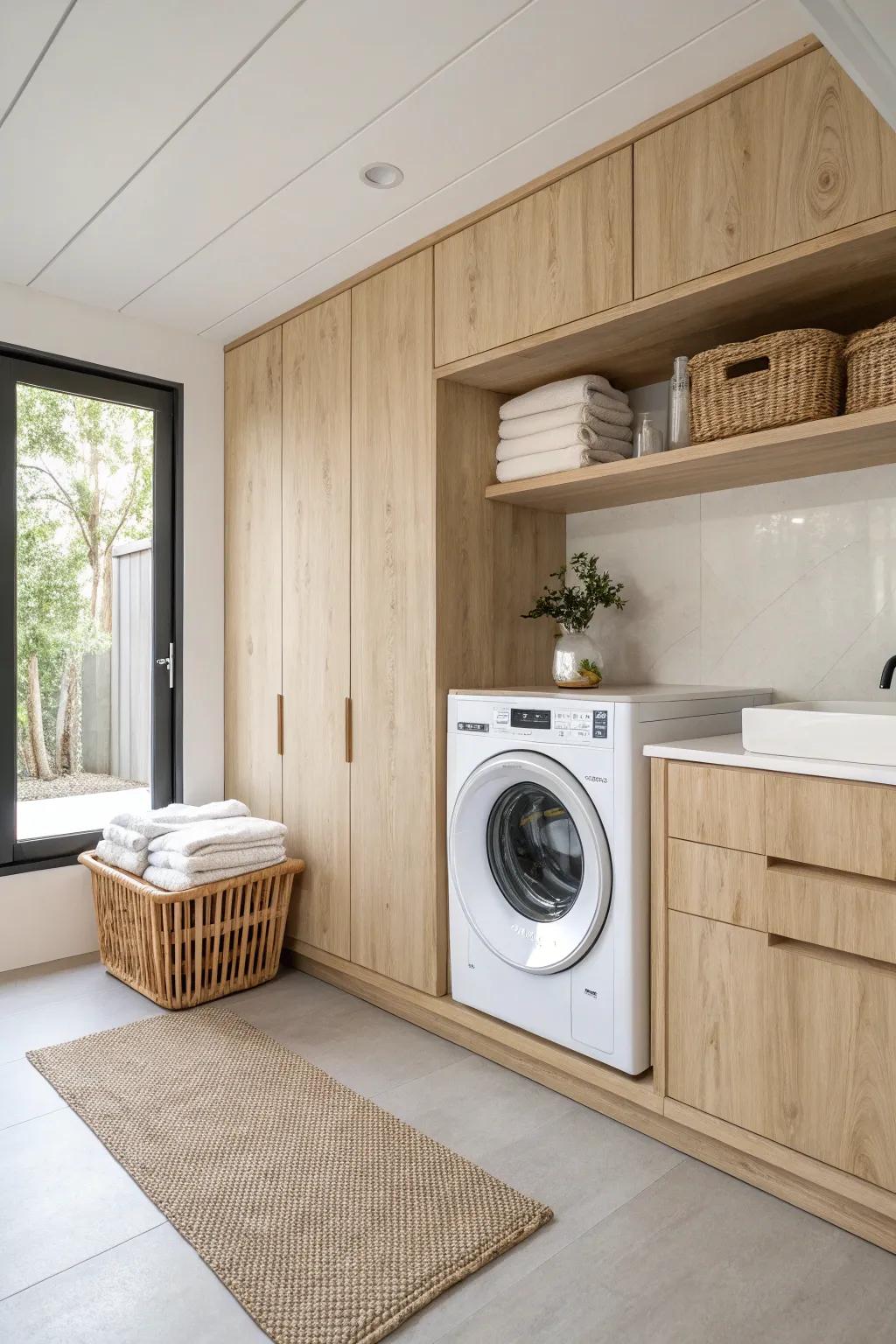 Create space and style with a floating laundry pedestal—where simplicity meets elegance. ✨