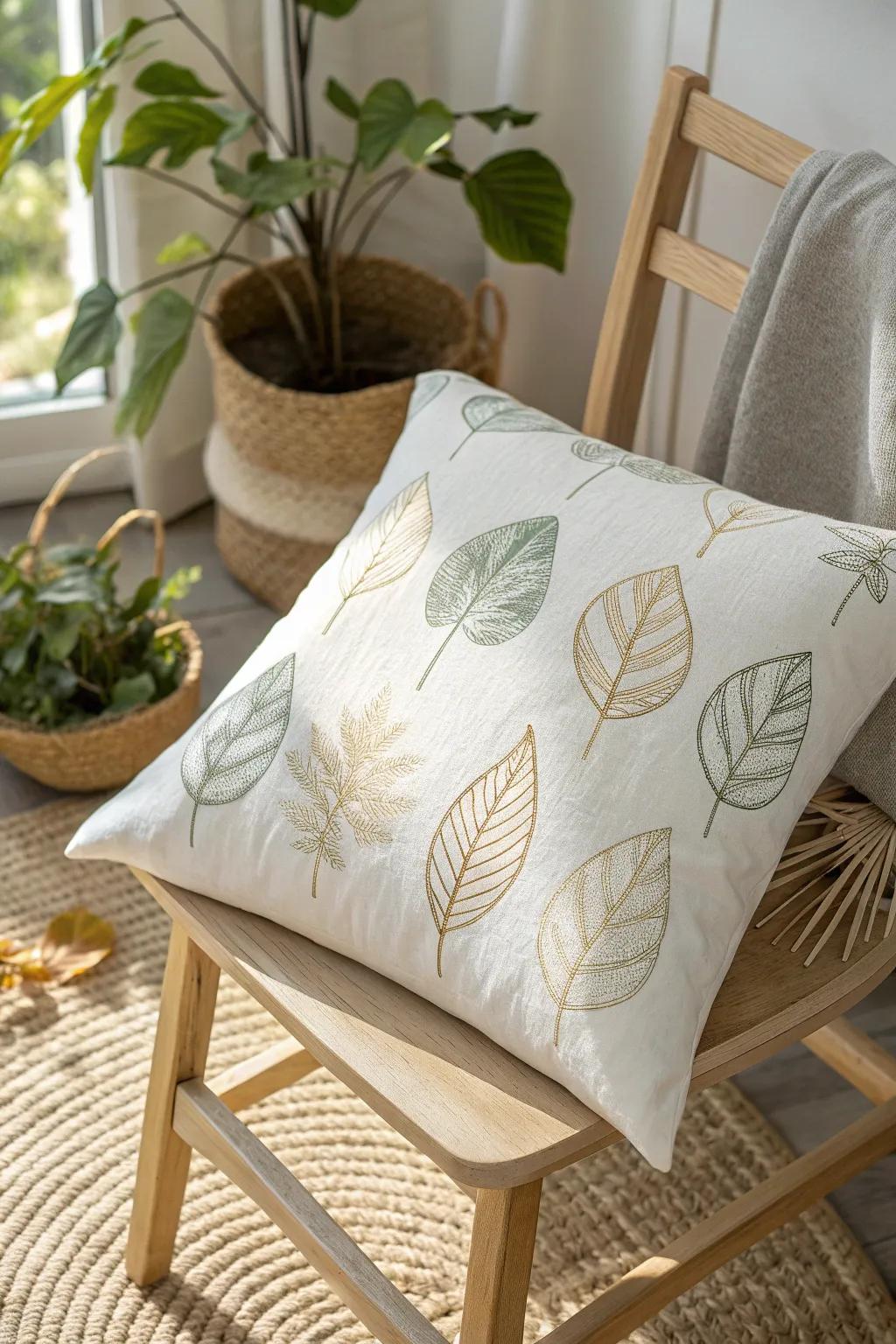Embrace nature's touch with leaf-stamped elegance.