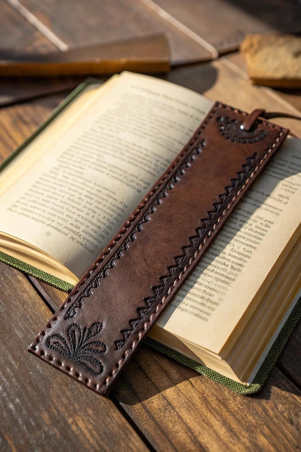 Elevate your reading experience with the timeless charm of a handcrafted leather bookmark.