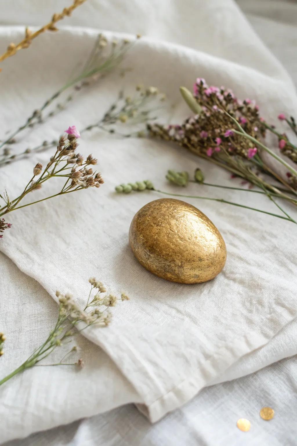 Transform ordinary stones into stunning golden nuggets for a touch of elegance and whimsy in your home decor.