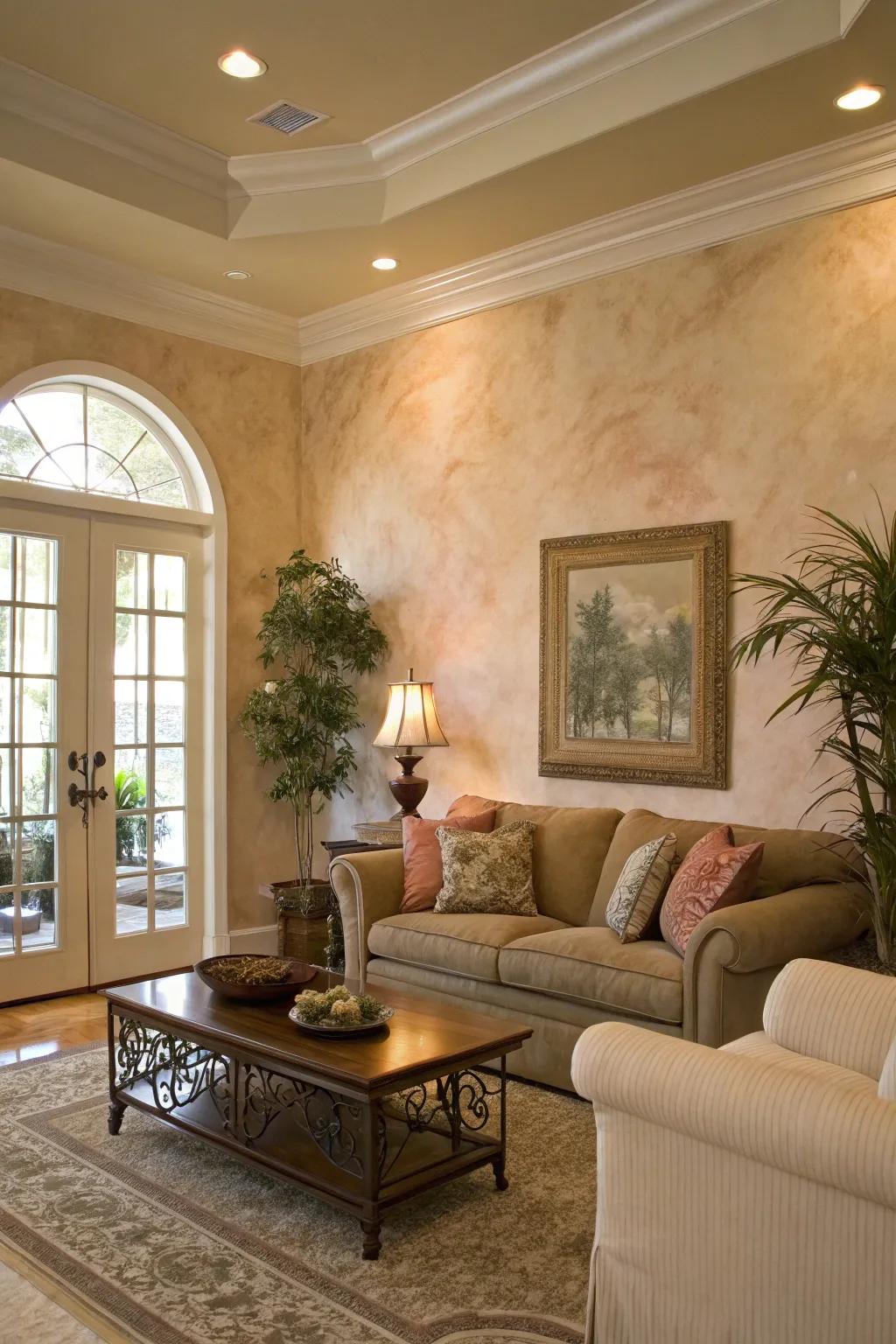 Venetian plaster adds a timeless elegance to your space.