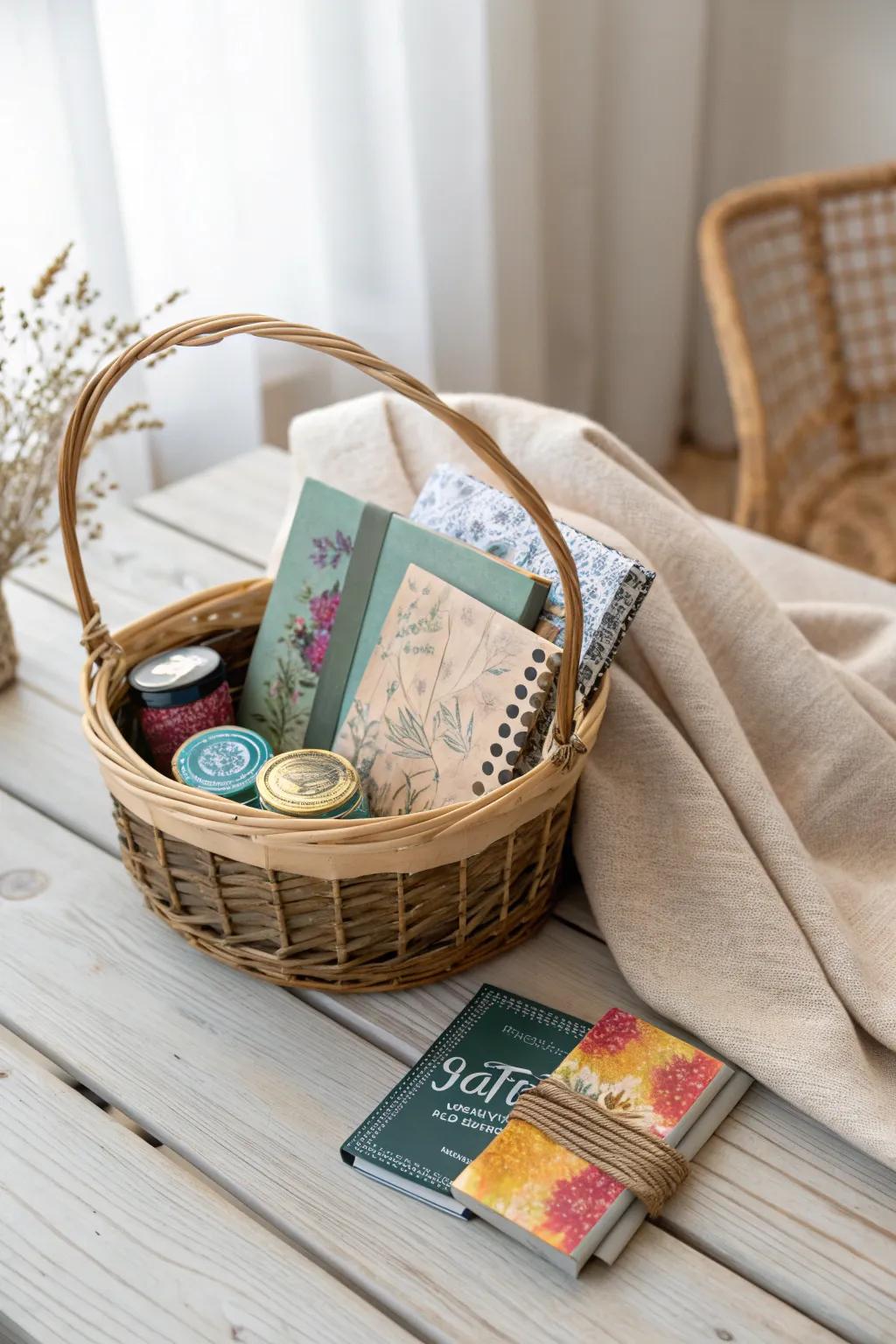 Unleash creativity with a touch of luck: a perfect gift basket for the artistic soul.
