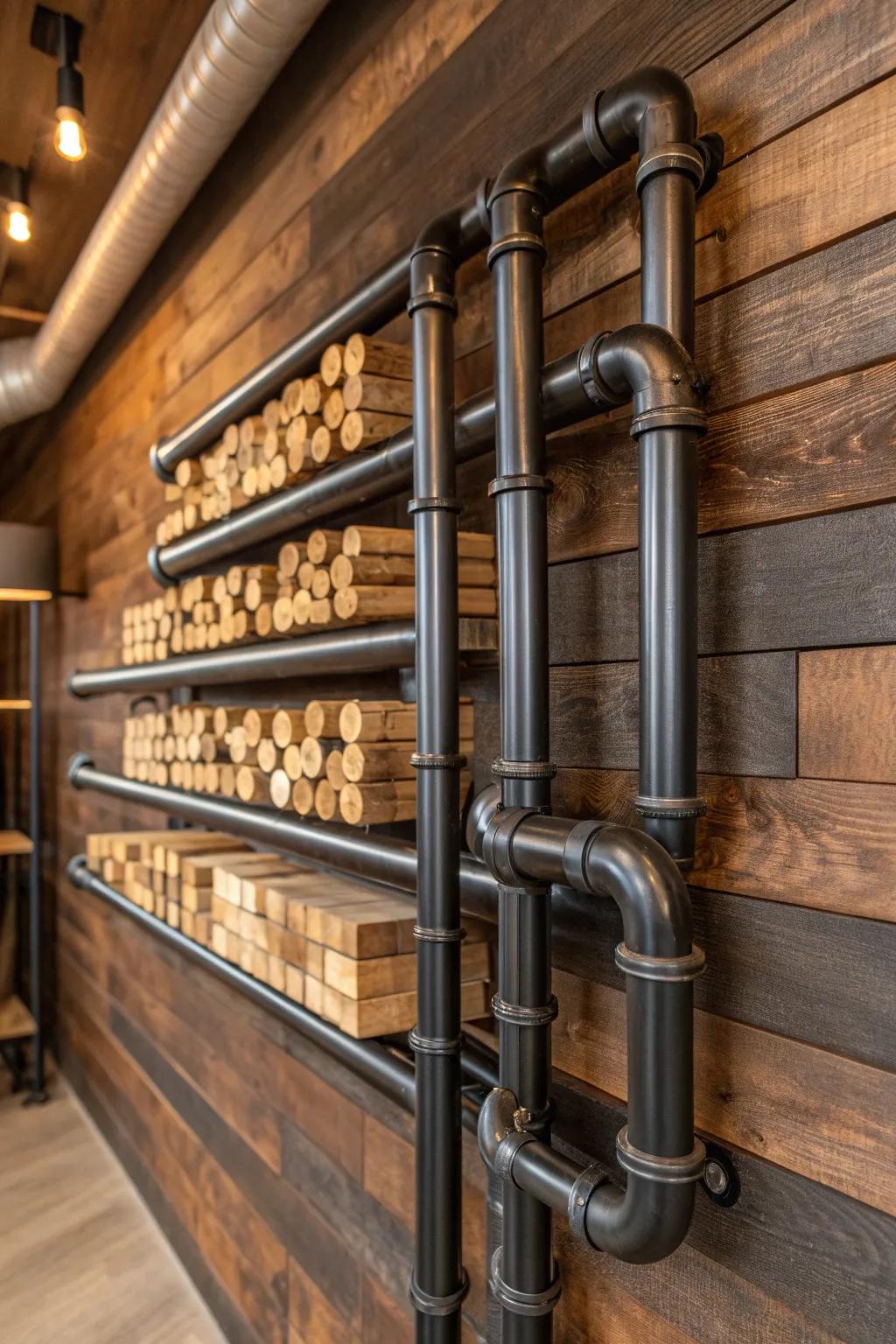 Elevate your storage game with an industrial-chic pipe rack system—where style meets functionality.