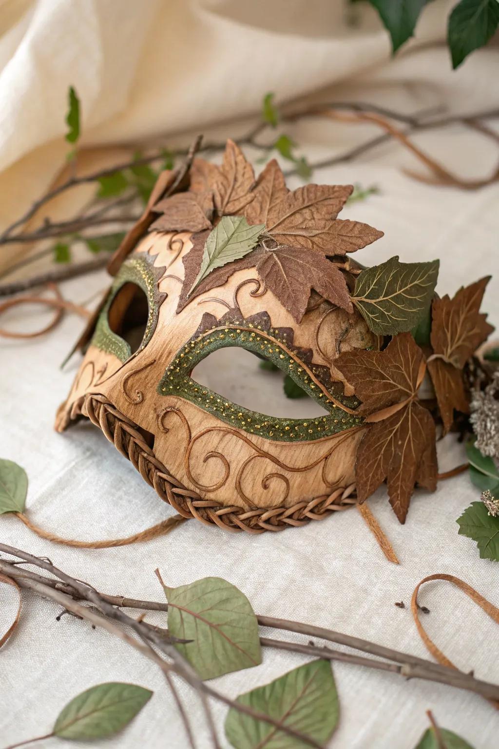 Embrace the magic of nature with this enchanting, nature-inspired Mardi Gras mask.