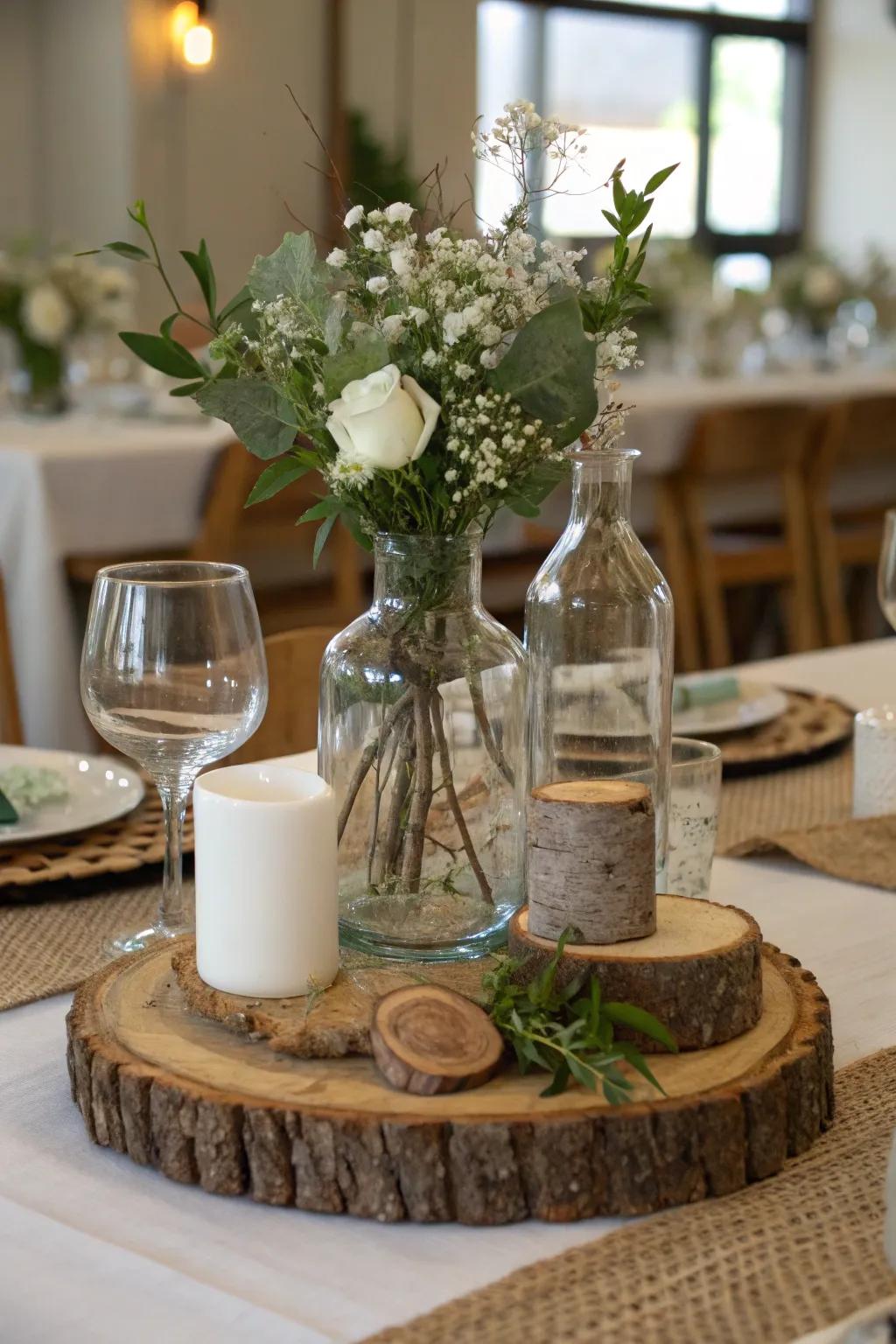 A blend of modern and rustic elements creates balance.