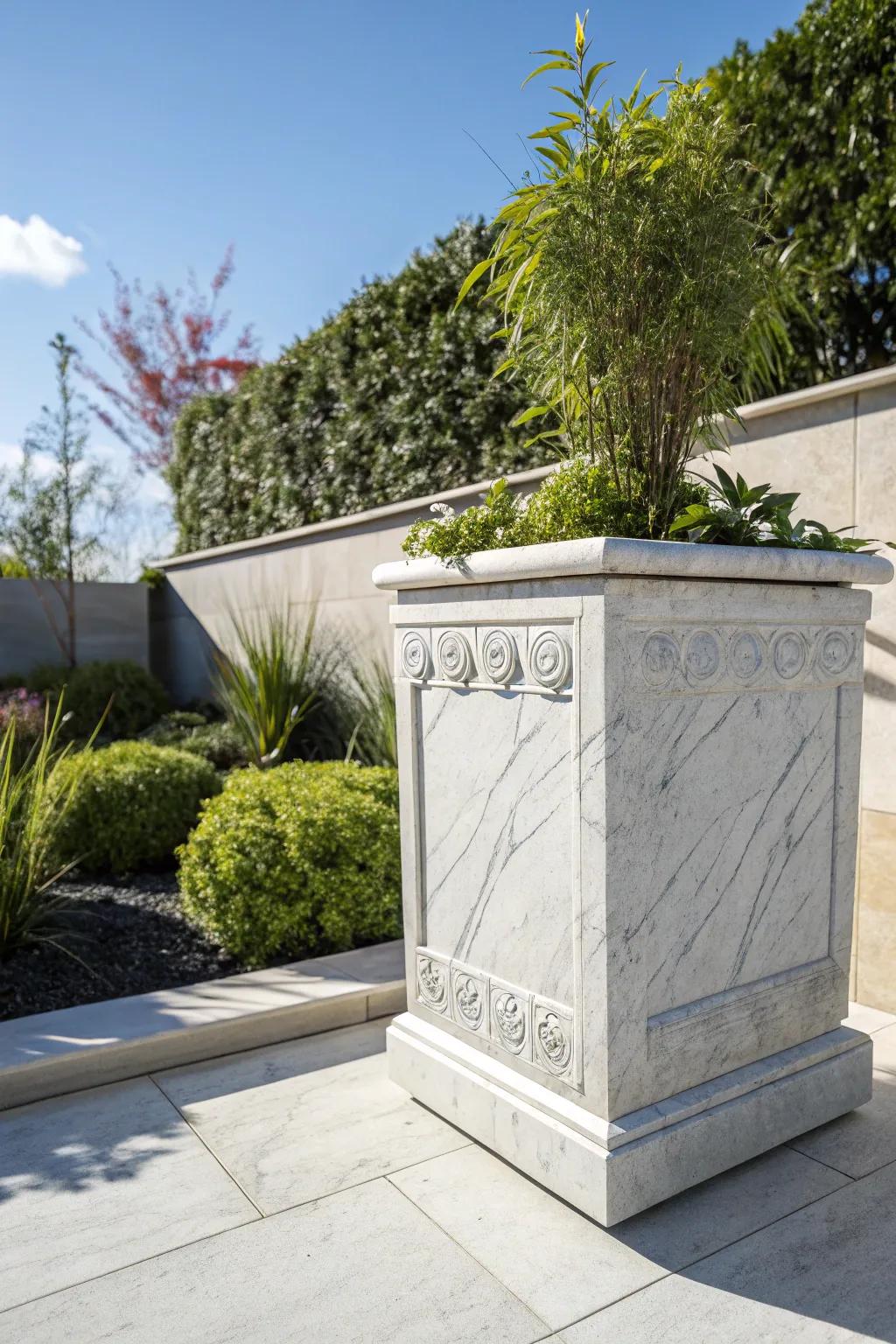 Elevate your garden aesthetics with the timeless elegance of stone planters.