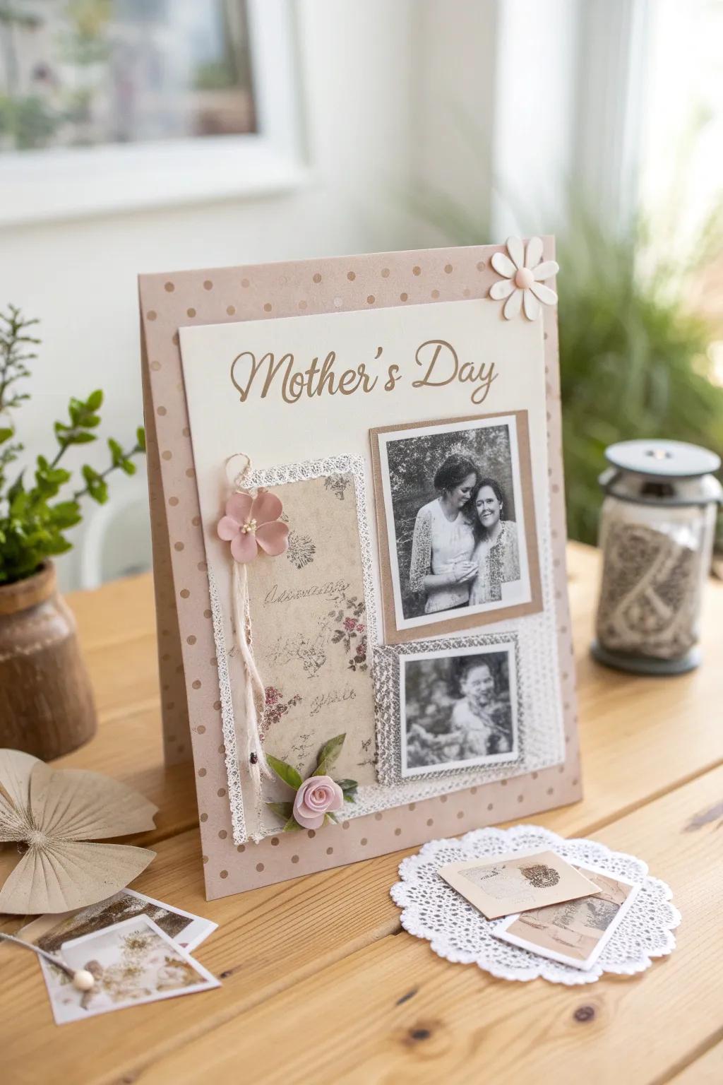 Capture heartfelt memories with a scrapbook-style card that tells its own story.