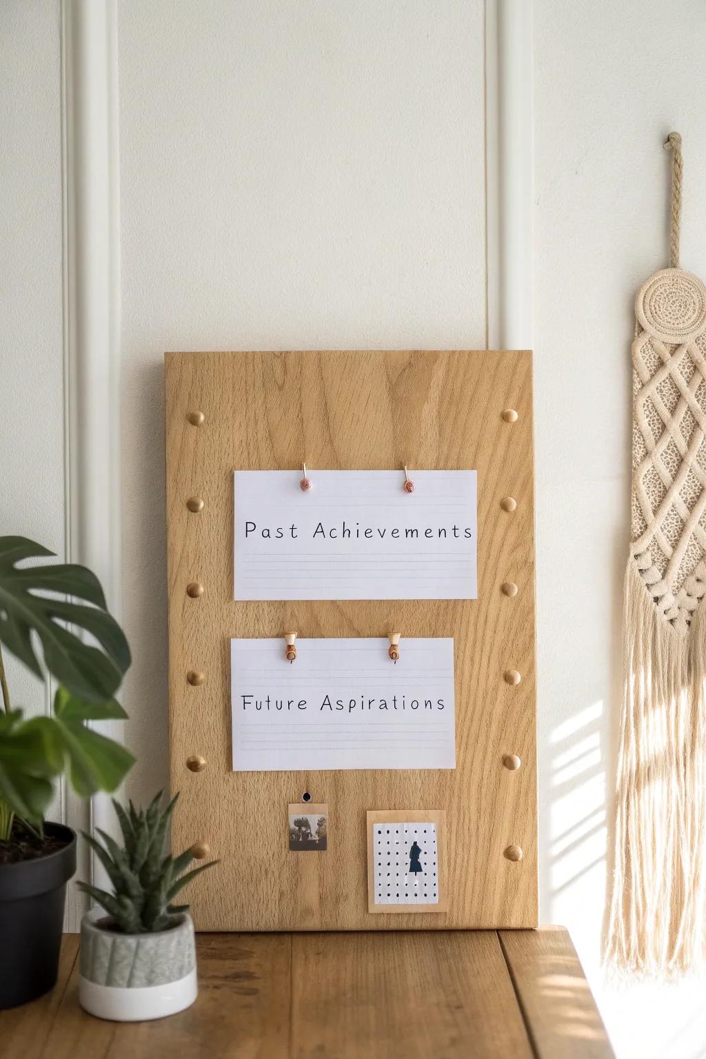 Embrace your journey with a Timeline of Triumphs: A beautiful blend of past achievements and future goals, elegantly displayed.