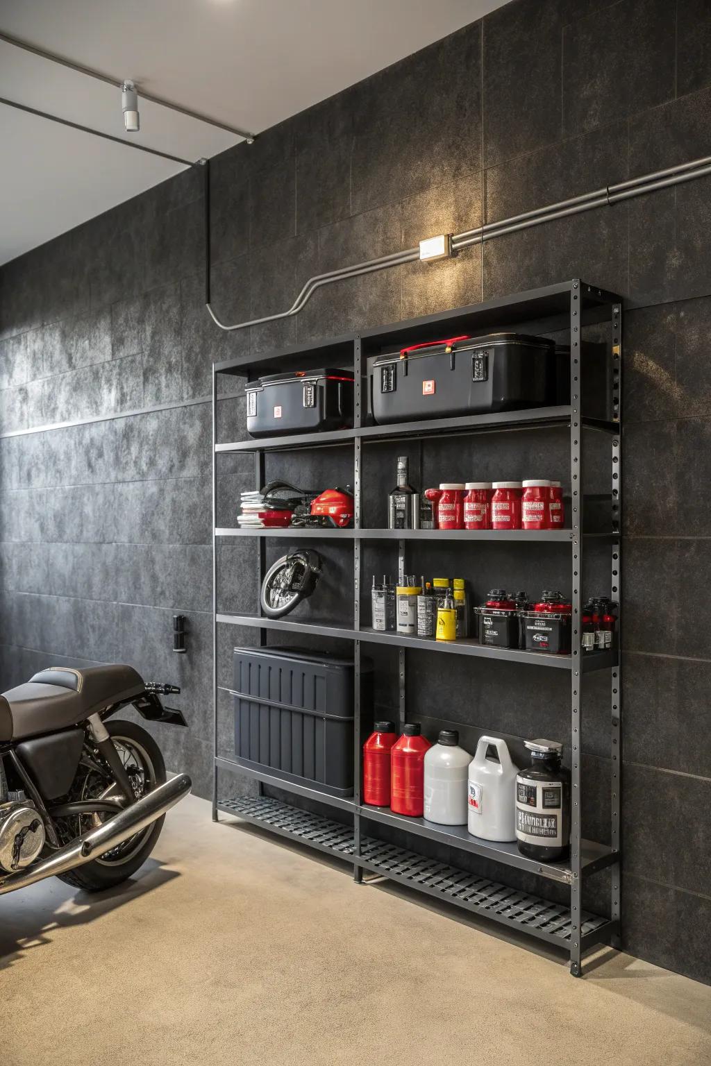 Transform your garage with stylish and efficient corner shelves for a clutter-free workspace.