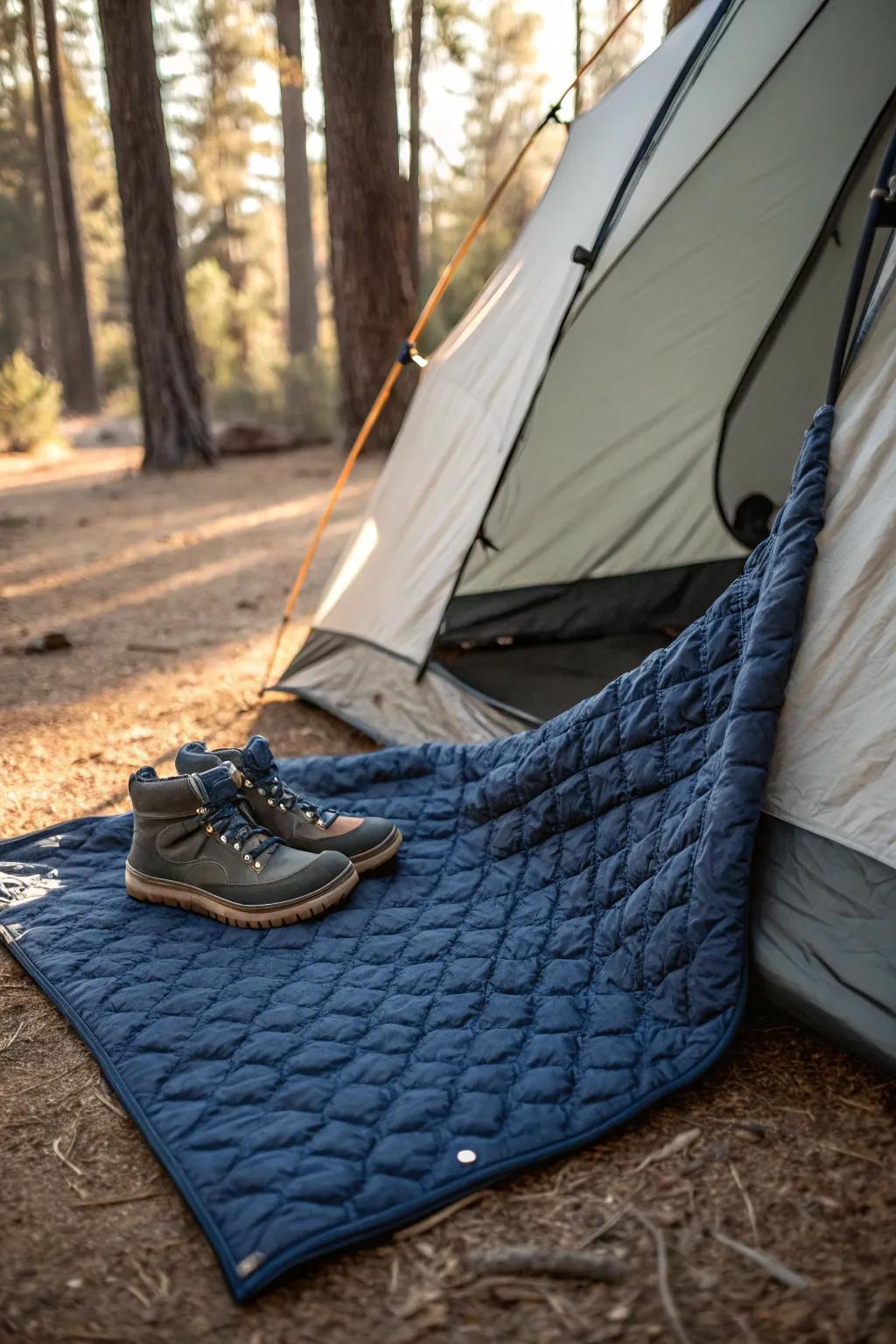 Keep it clean and classy: A perfect spot for your shoes with a stylish moving blanket.