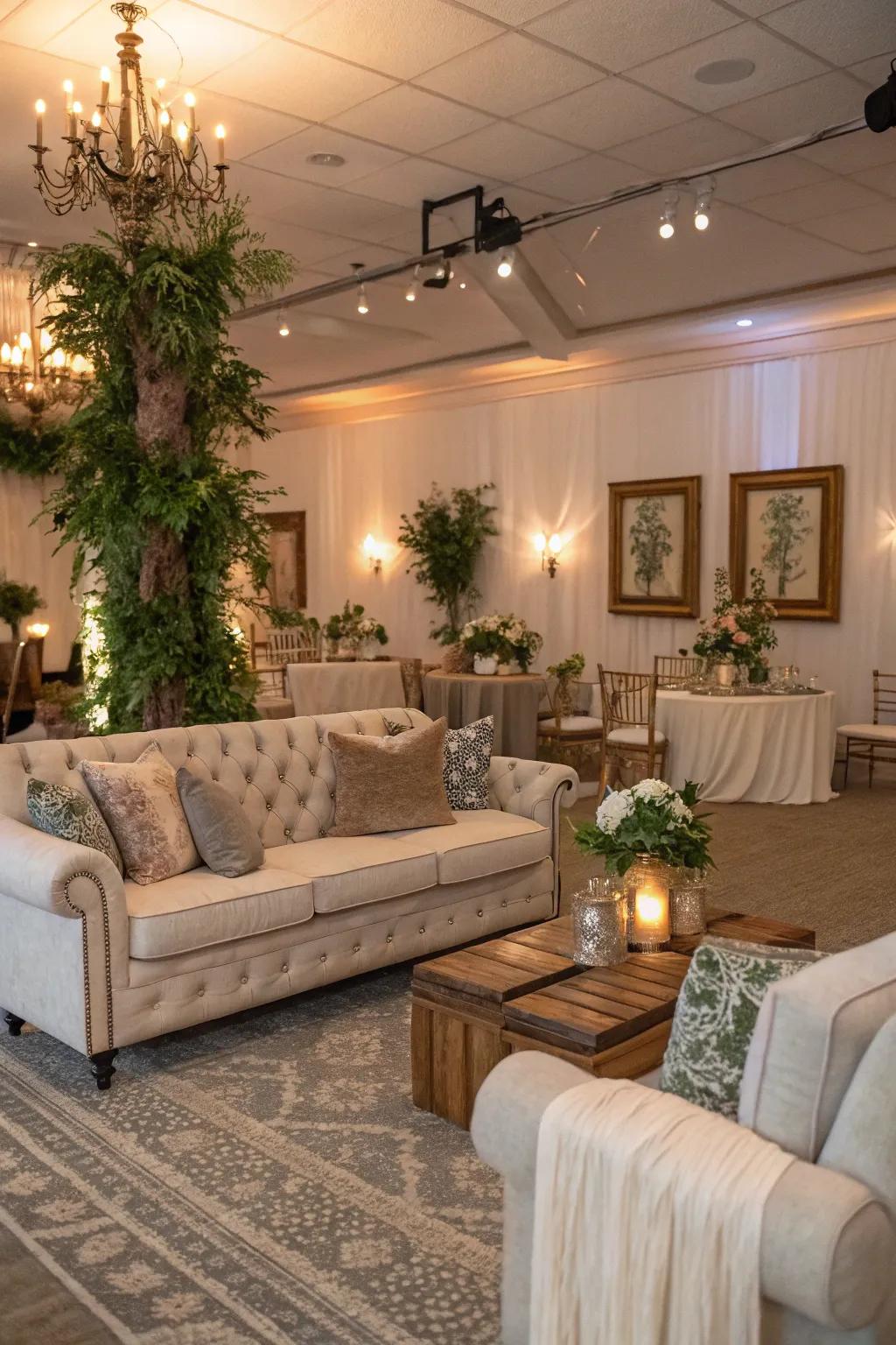 Stylish lounge areas offer cozy spots for guests to relax.