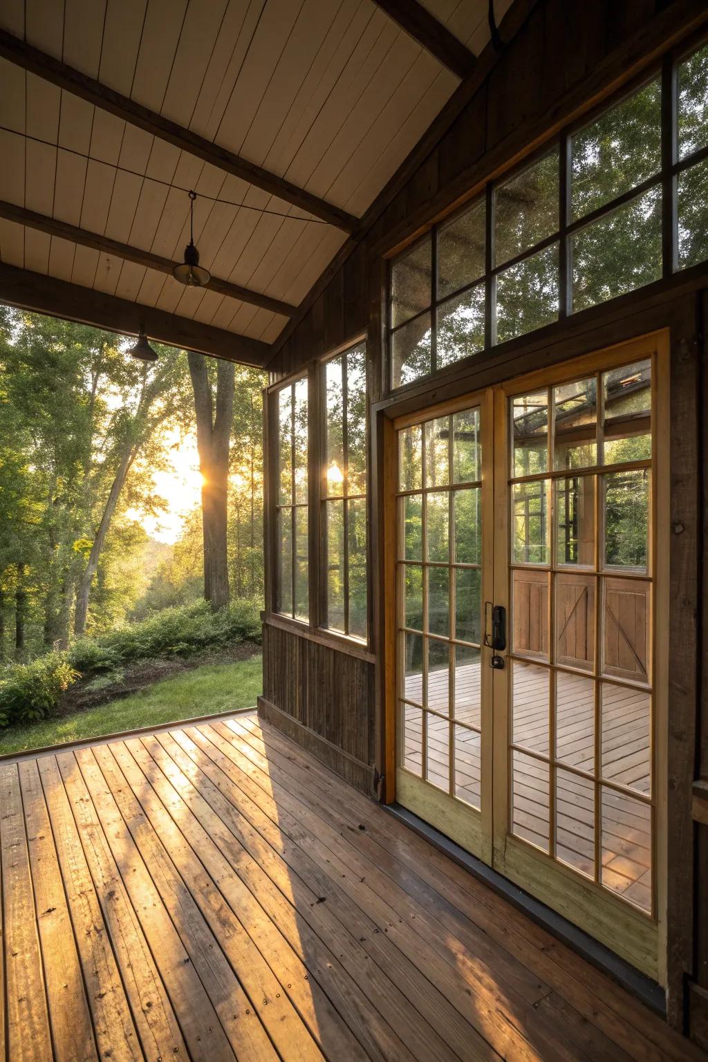 Illuminate your creative space with natural light and transform your nail shed into a warm, inviting retreat.