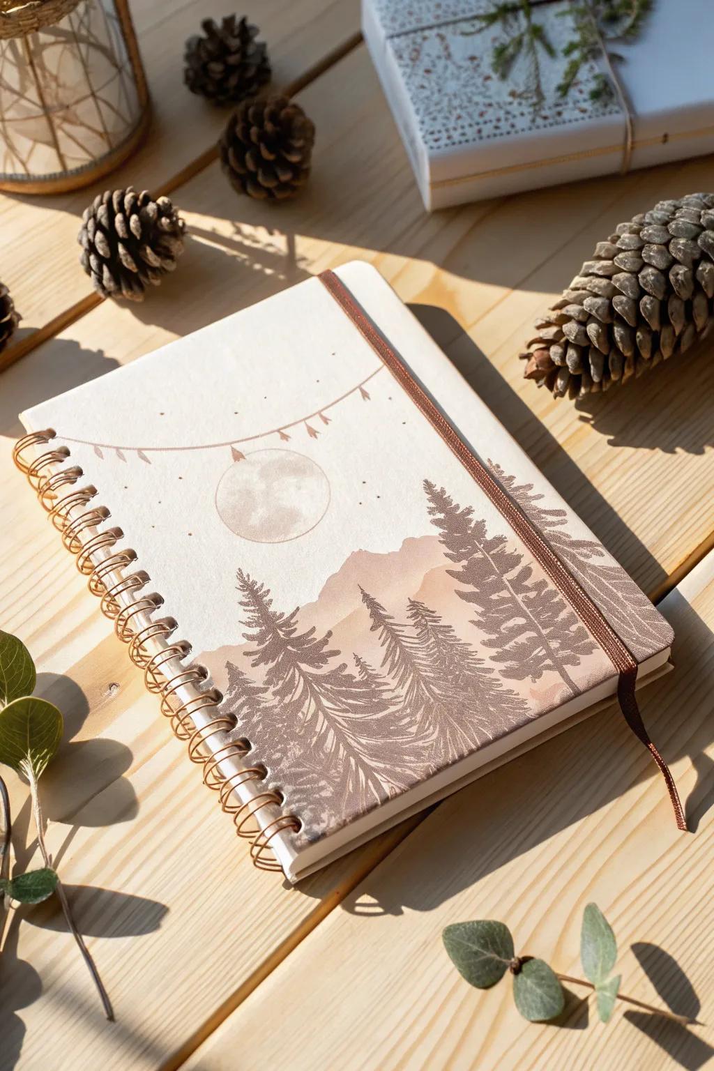 Embark on a whimsical journey with this nature-themed notebook, where simplicity meets elegance.