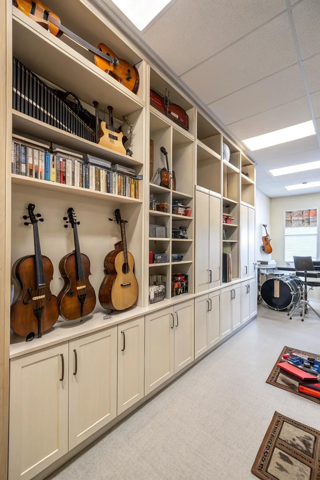 Custom storage maintains organization and functionality.