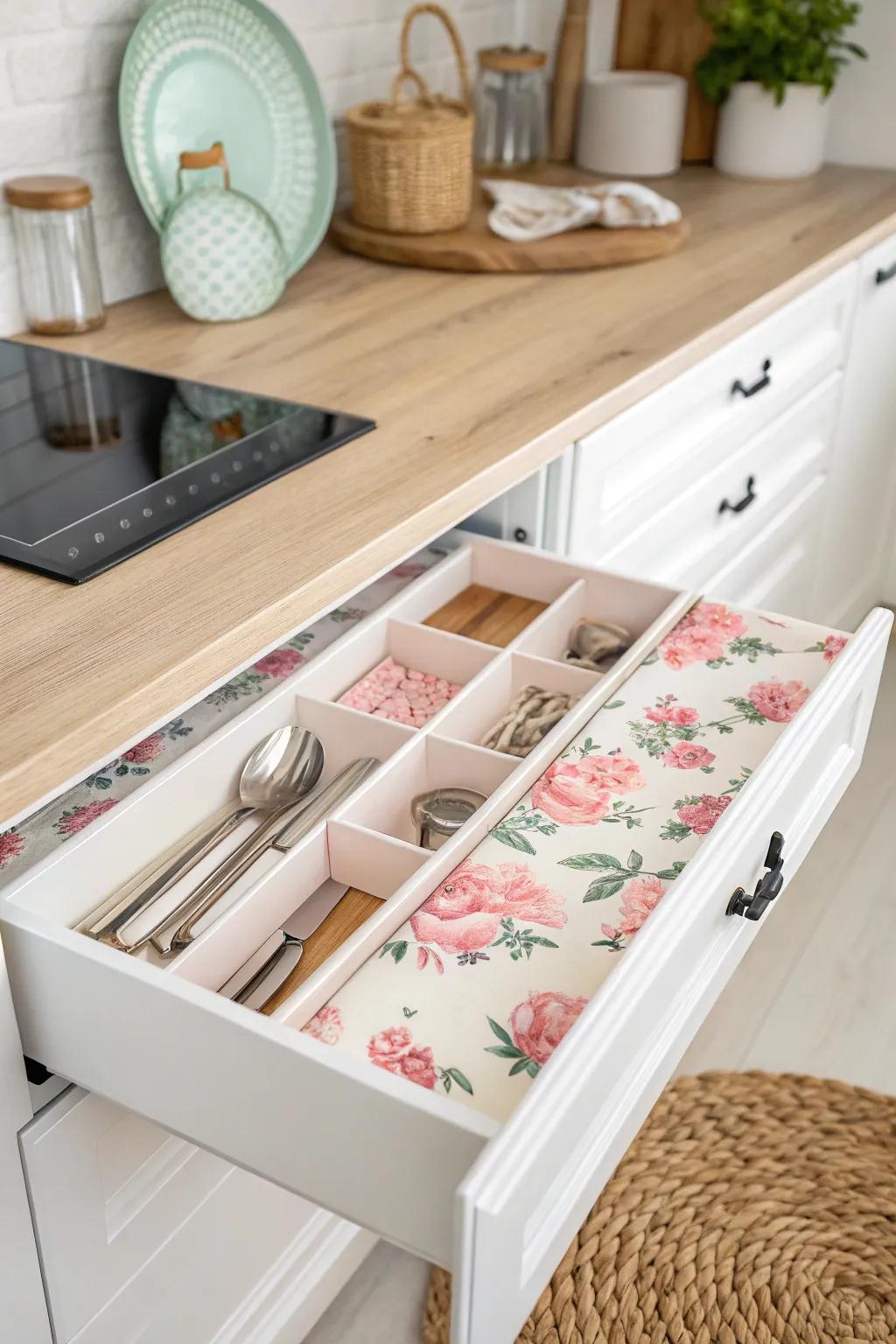 Brighten your kitchen with a touch of floral elegance - a perfect blend of style and practicality.