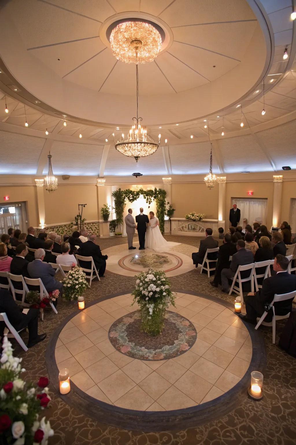 An intimate ceremony in the round, embracing all guests.