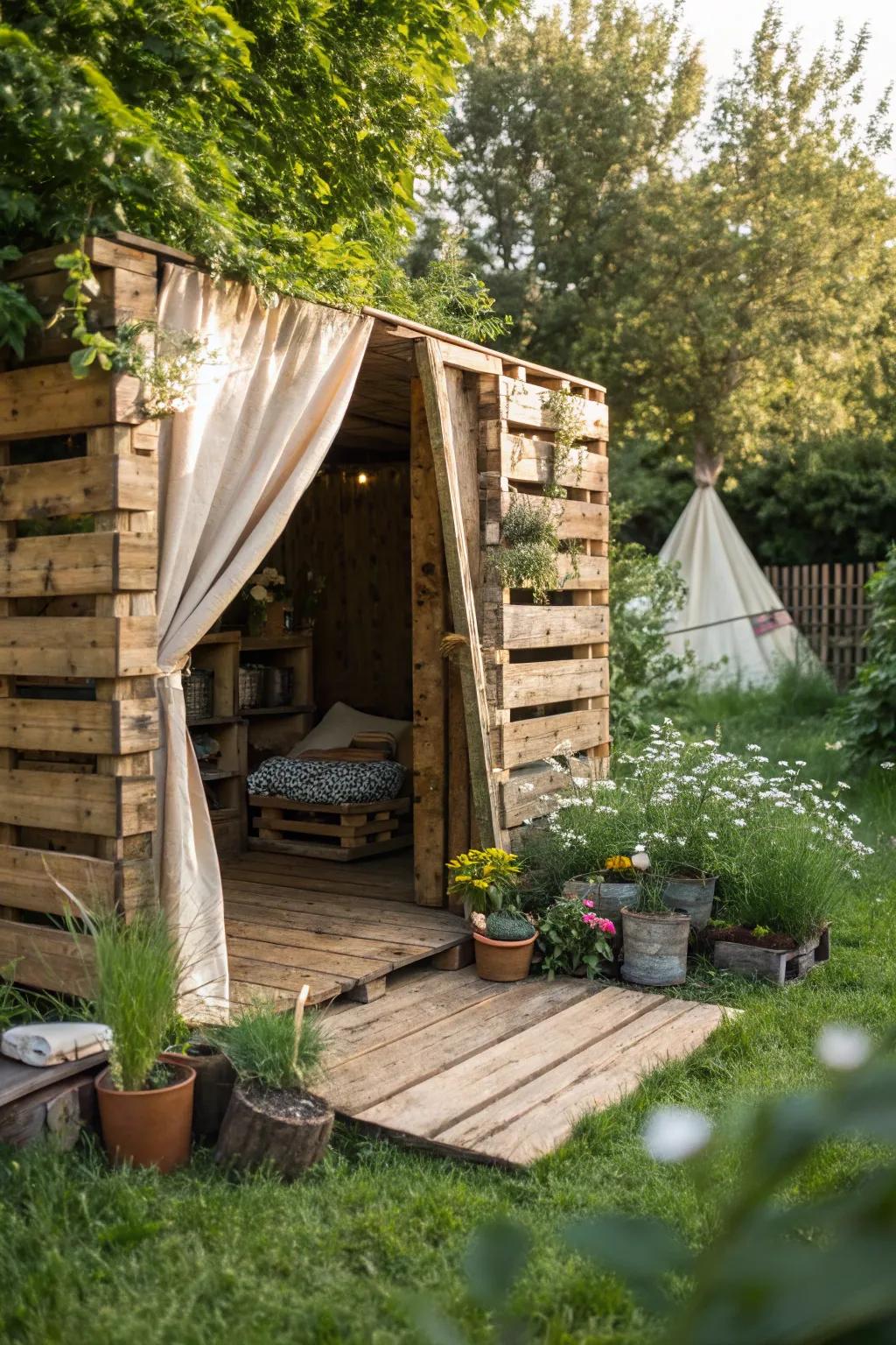 Transform pallets into your own eco-haven and embrace sustainable living with style.