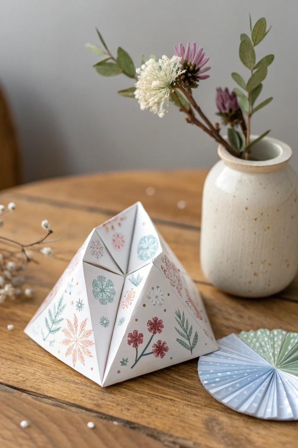 Seasonal elegance captured in a paper fortune teller, where simplicity meets craftsmanship.