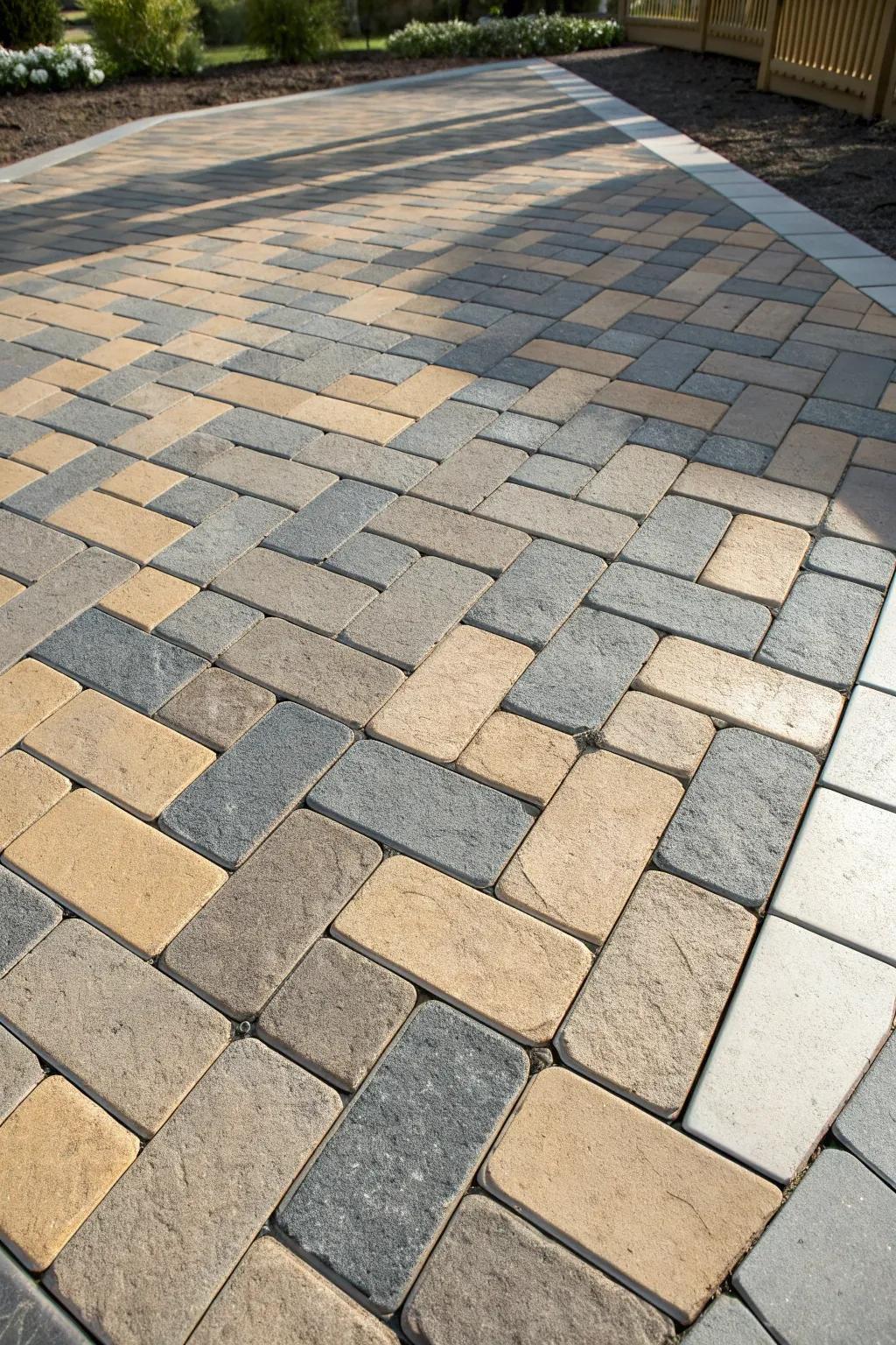 Elevate your outdoor space with a daring diagonal paver pattern. Sophistication meets style.