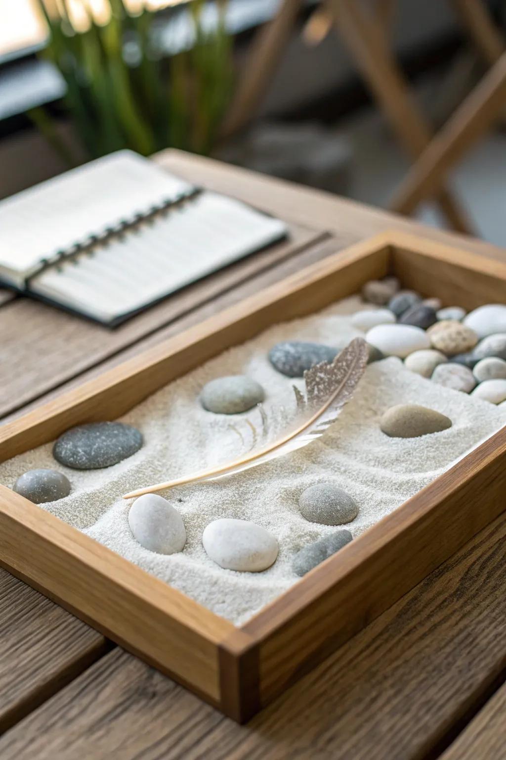 Find your moment of peace with a handcrafted pebble zen garden. 🌿✨ #MinimalistTranquility