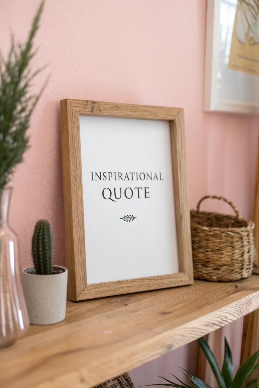 Inspire your creativity daily with elegantly framed quotes on delicate pink backdrops.