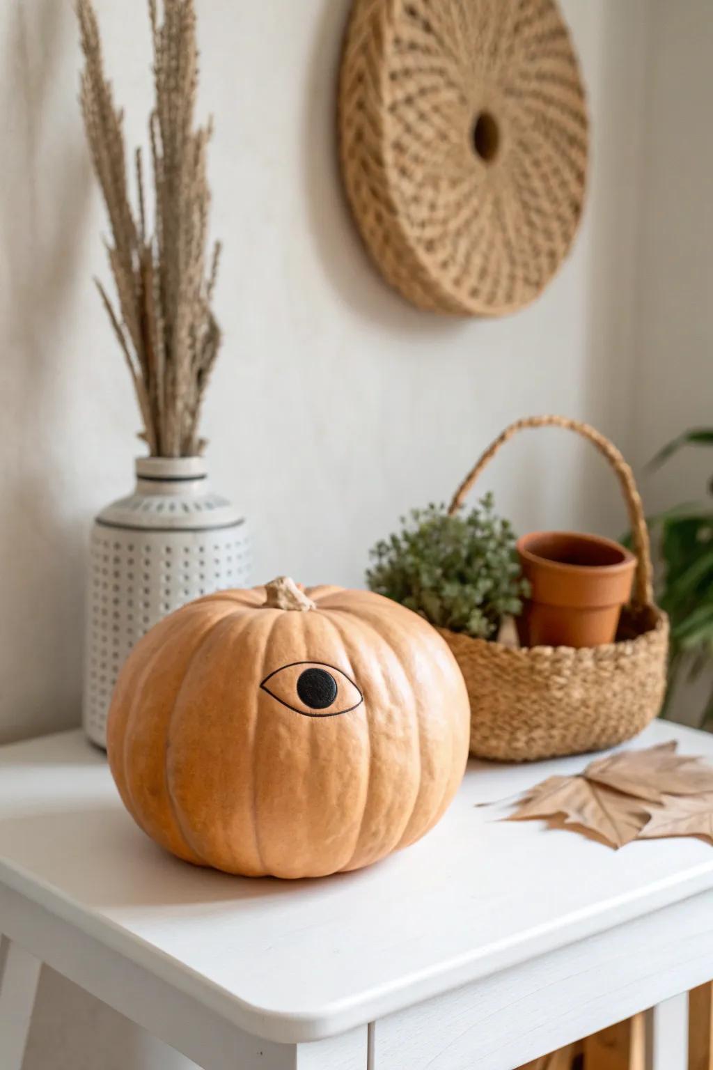 Embrace simplicity with a charming Cyclops Pumpkin – a whimsical touch to your minimalist decor.