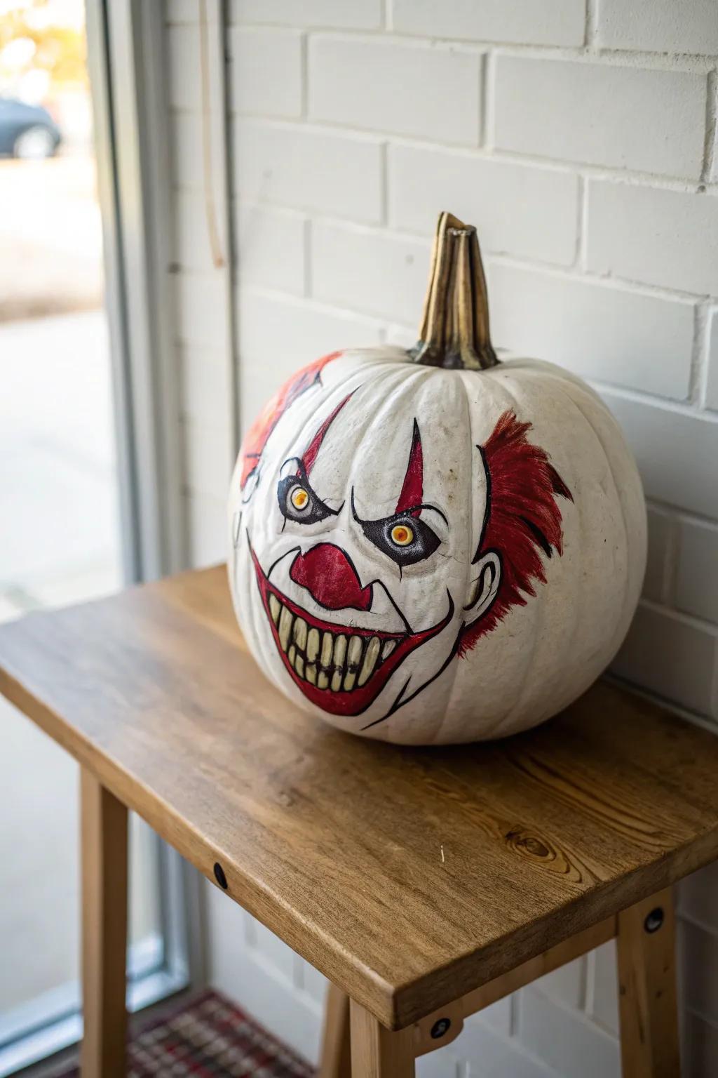 Gaze into the unsettling eyes of a clown like never before. 🎃 #ScaryArt #MinimalistBoho