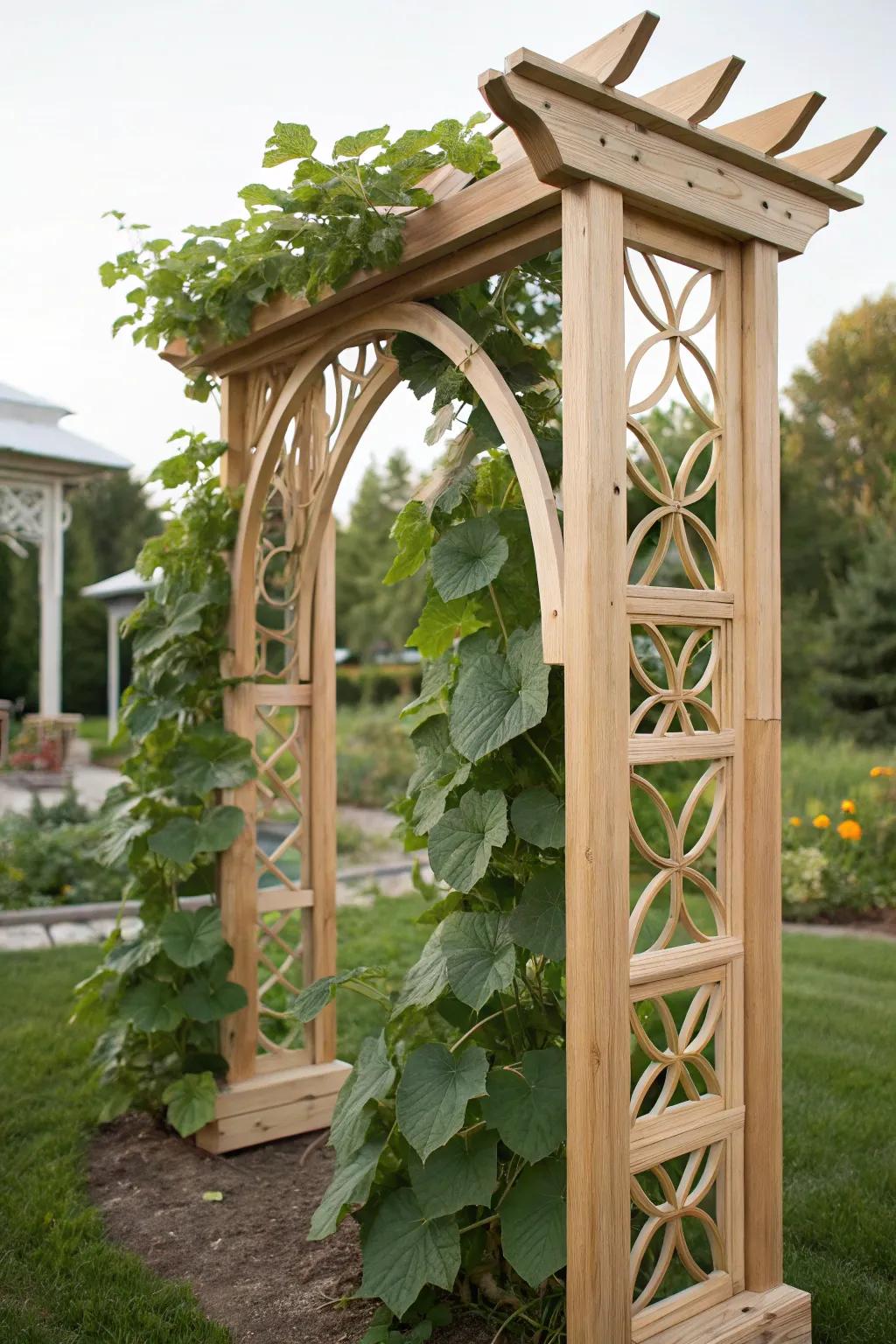 Elevate your garden art with a sculptural trellis that embraces both form and function.