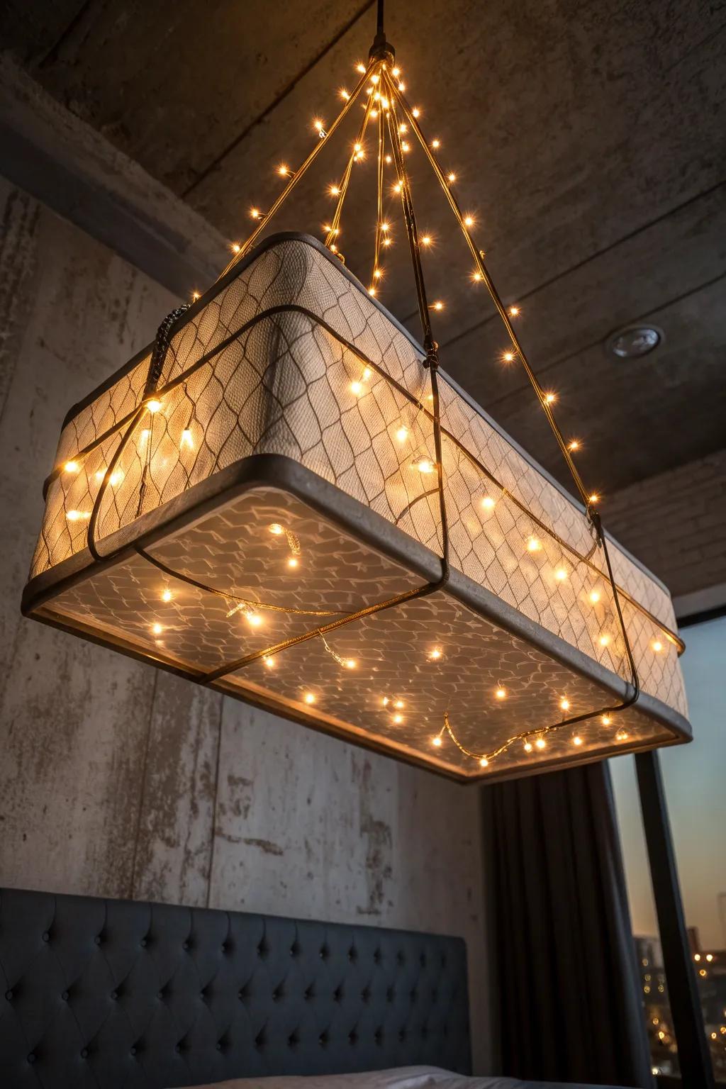 Transform your space with a quirky light fixture that blends industrial charm with cozy ambiance.