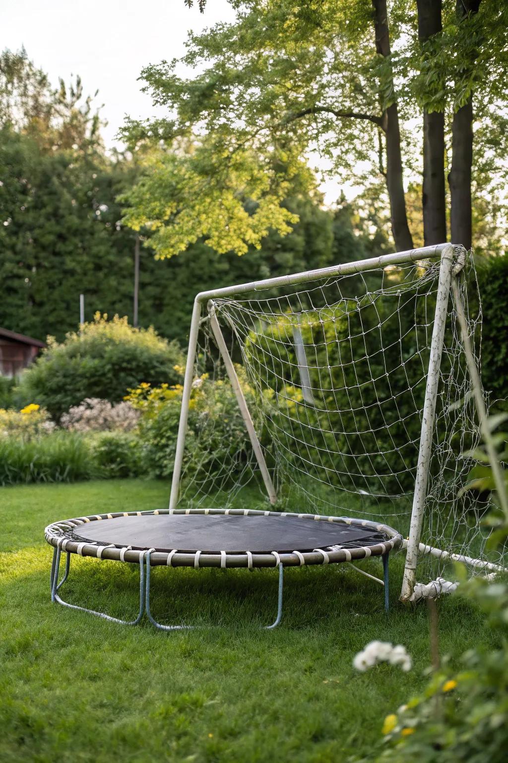 From trampoline to timeless: A minimalist soccer goal with a Boho twist.