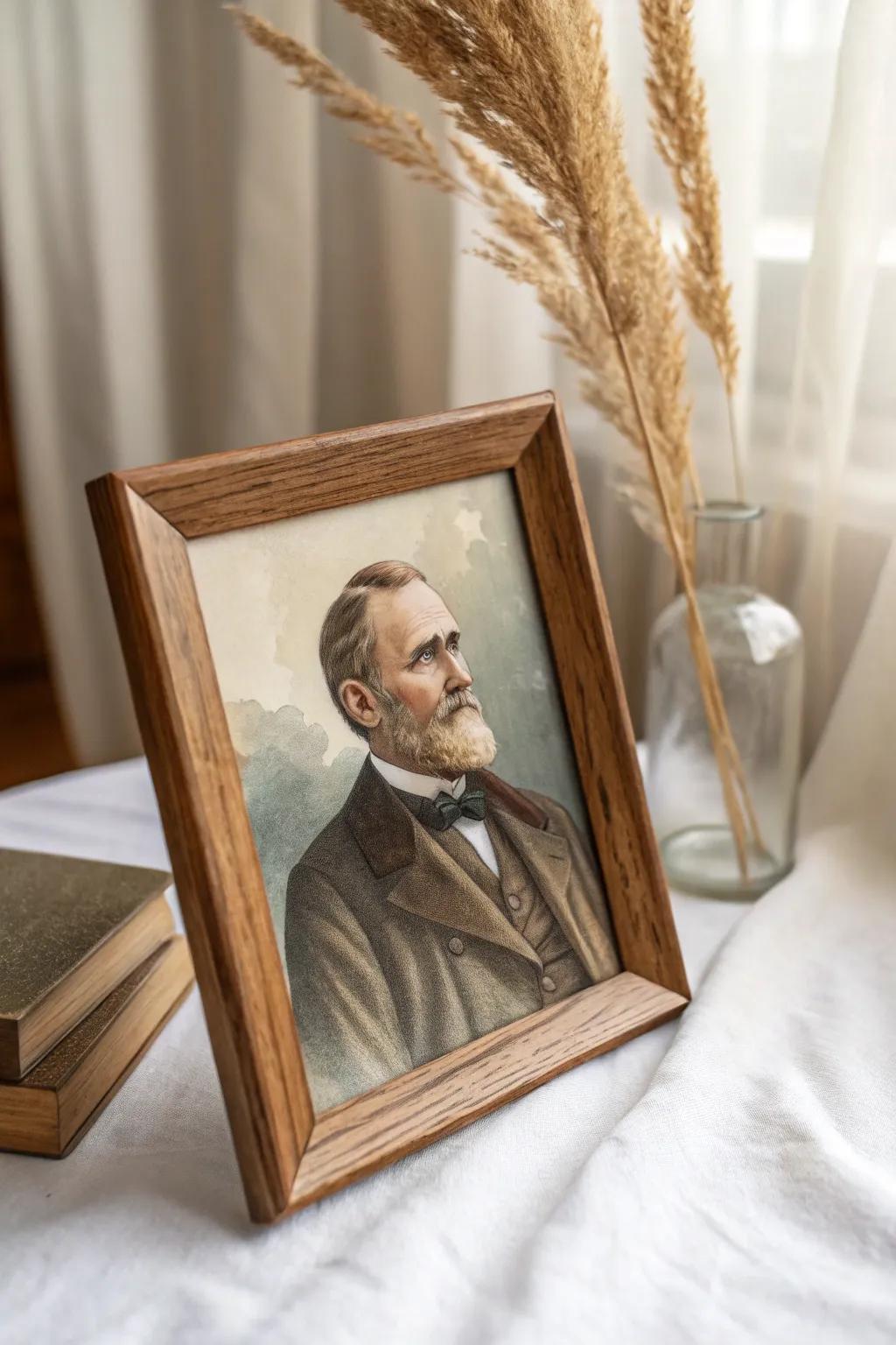 Embrace nostalgia with a beautifully crafted vintage-inspired reverse glass portrait.