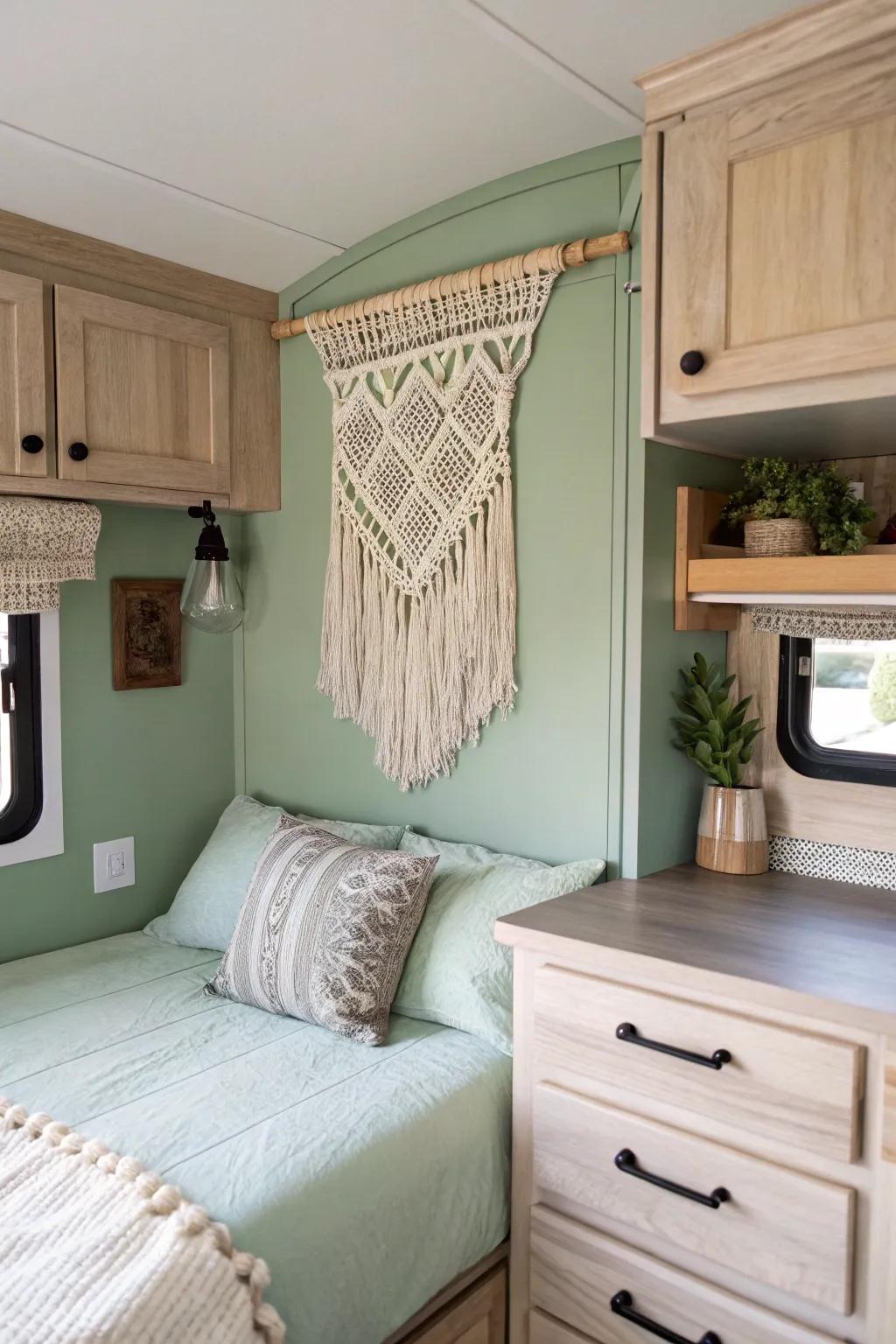 Transform your RV bedroom with a splash of color and embrace the beauty of minimalist design.