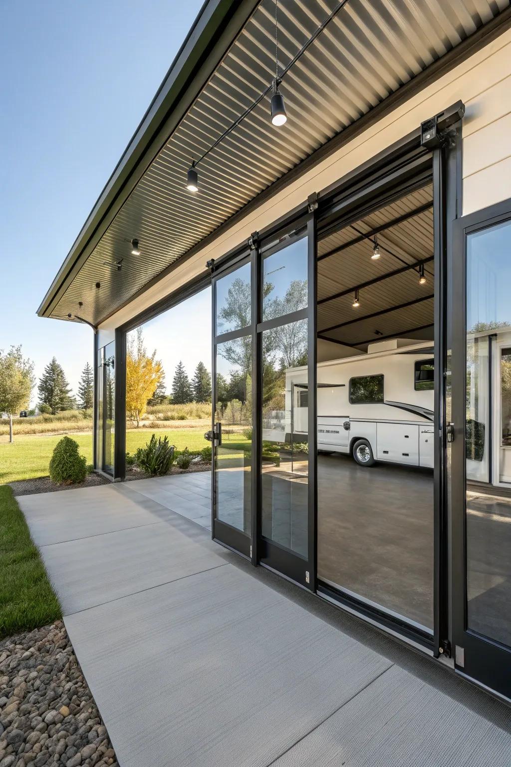 Sliding doors blend functionality with modern aesthetics.