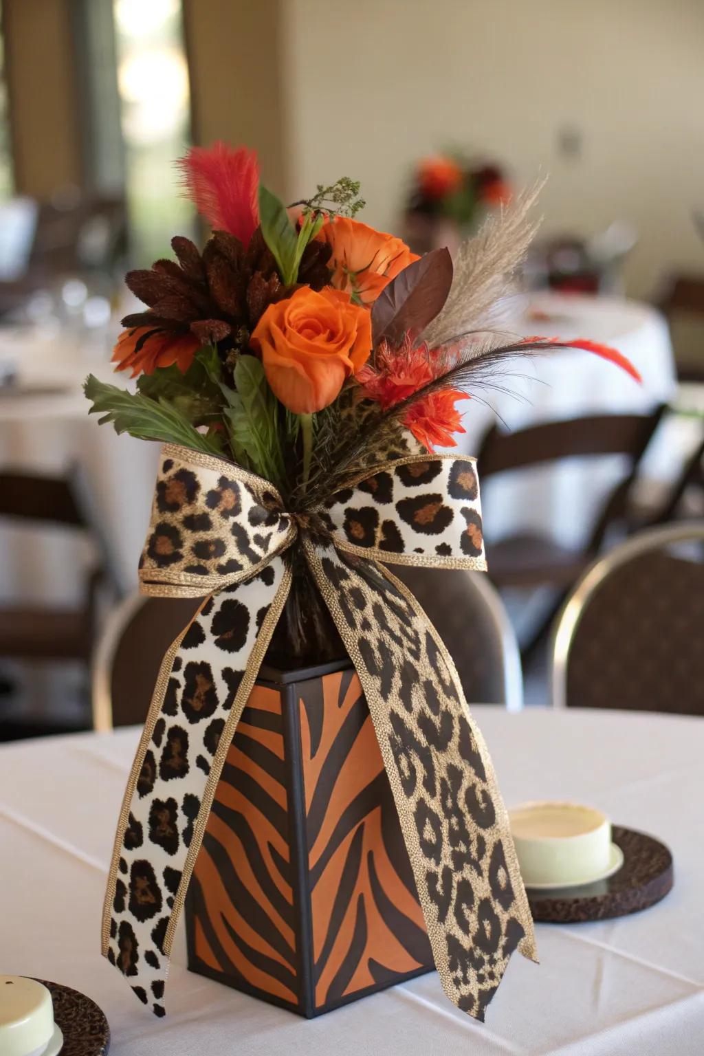 Animal print details unify the safari theme.