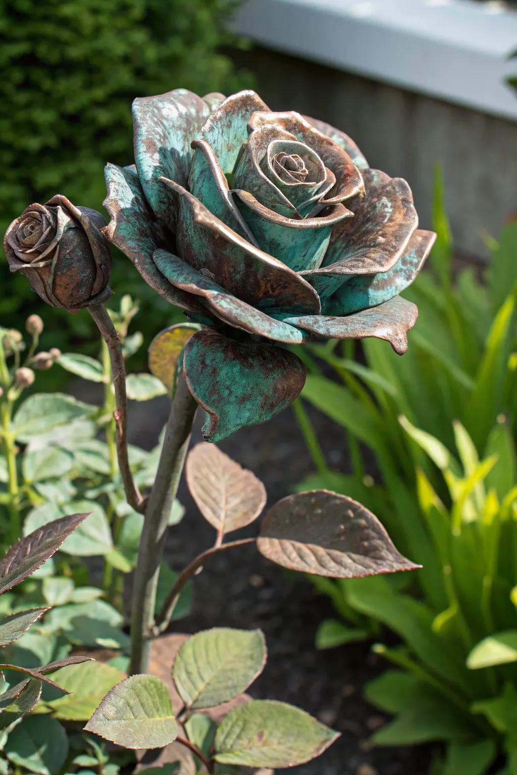 Embrace the beauty of time with a copper rose that blooms eternal.