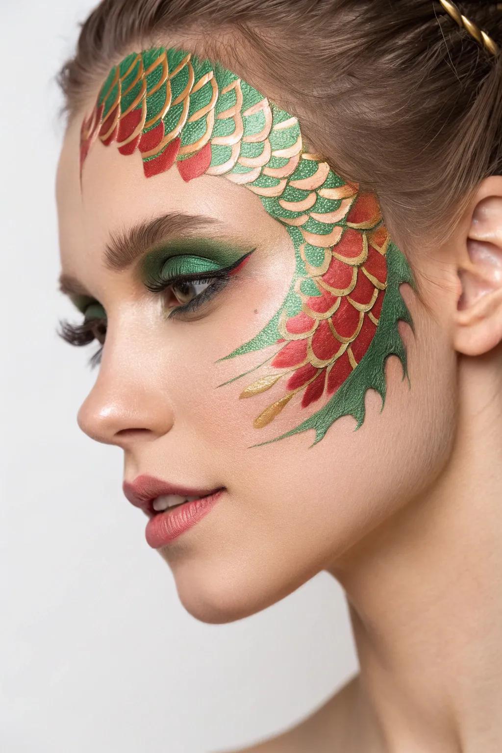 Unleash your inner dragon with a minimalist yet bold face paint design.