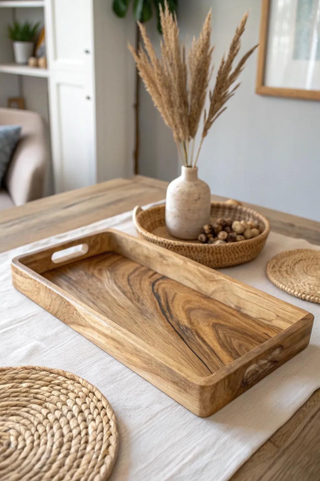 Embrace the art of simplicity with a stunning live edge tray, where clay meets the beauty of wood.