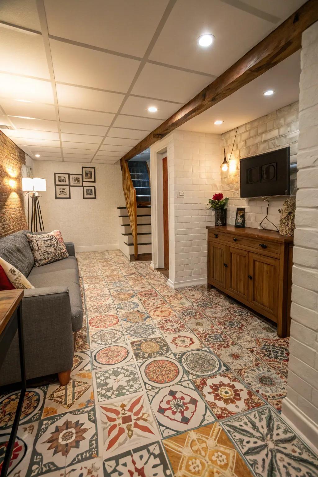 Unique flooring can transform the look of your basement.