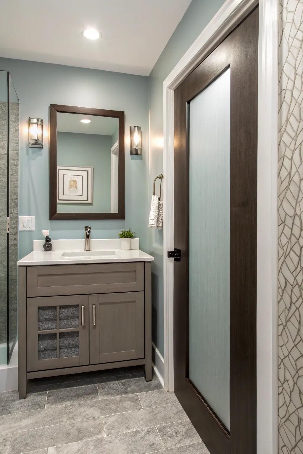 Pocket doors save space and offer seamless transitions.